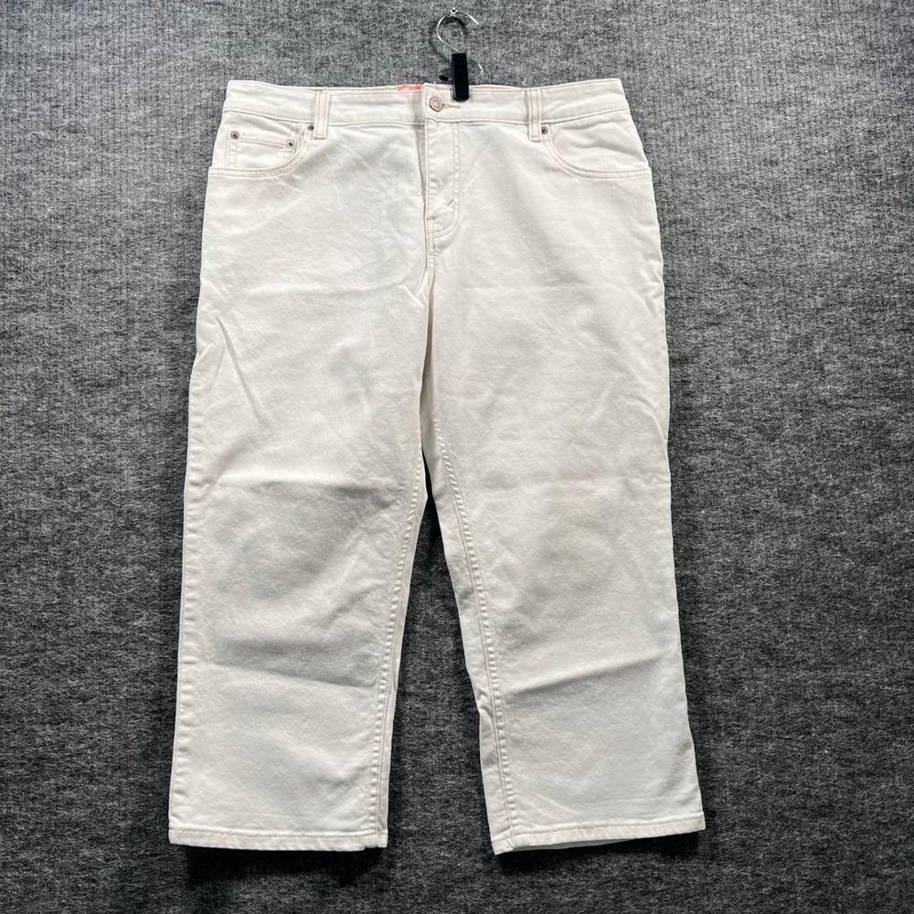 Levi Strauss Signature Womens White Stretch Capri Jeans Size 14 Cropped Denim